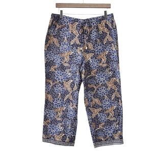 Pure Cotton Floral Patterned Cropped Wide Leg Coldwater Creek Pants Pull‎ On